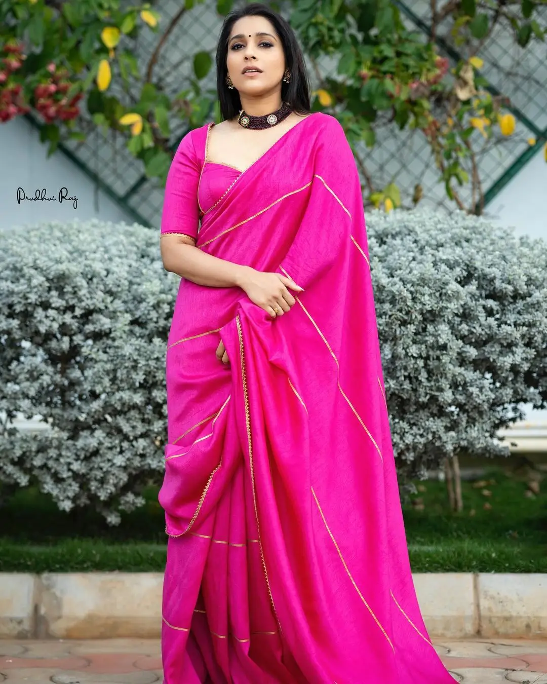 Rashmi Gautam In South Indian Traditional Pink Saree Blouse